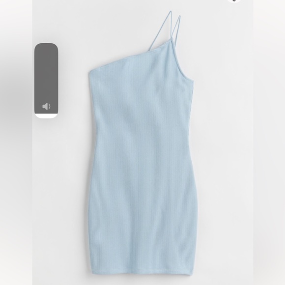 Baby Blue Spaghetti Strap One Shoulder Dress - Picture 3 of 4